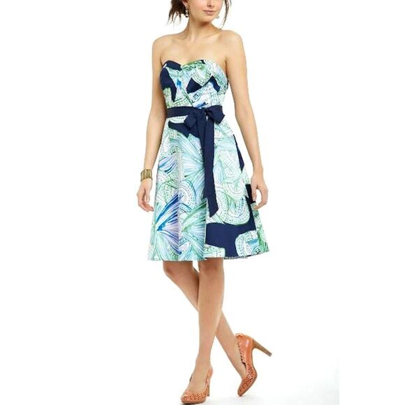 Anthropologie Moulinette Souers Donau Dress Strapless Belted Fit & Flare Size 8 - Picture 1 of 7